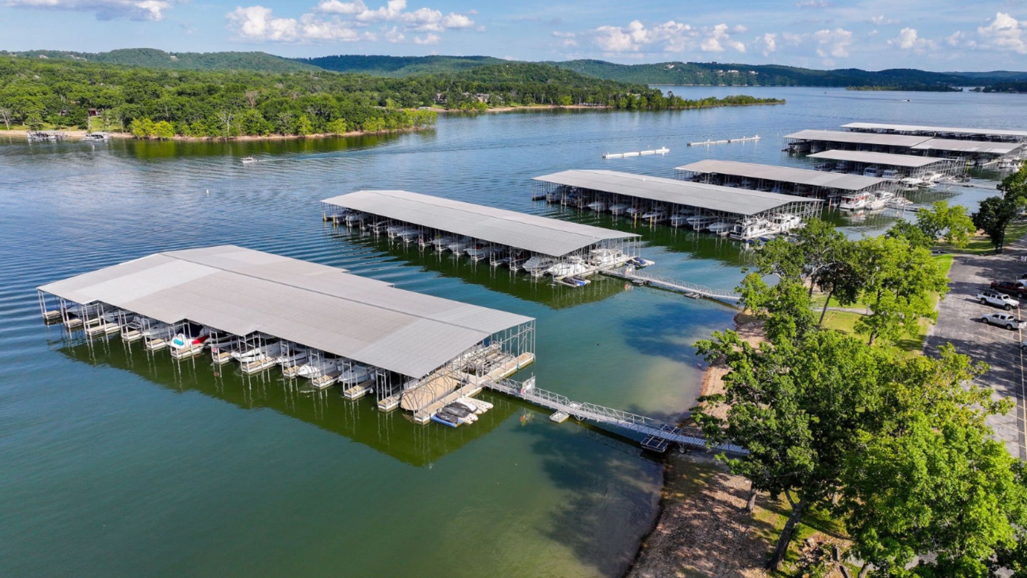 Aerial view of Port of Kimberling Marina on Table Rock Lake